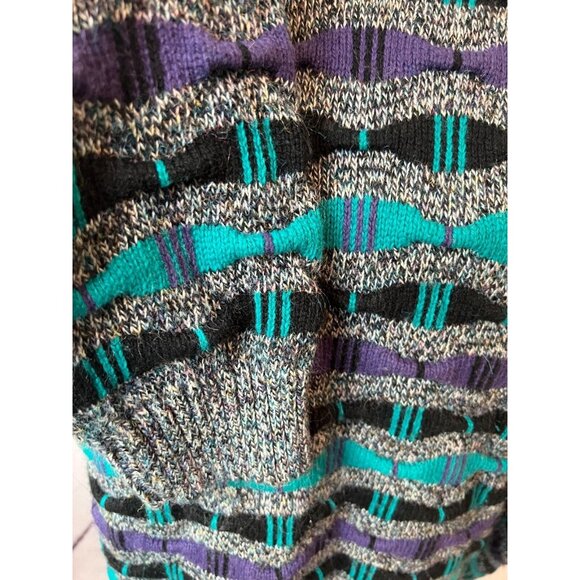 Concrete Mix Sweater‎ Pullover Large 3D Chunky Knit Striped Vintage 80s Textured - Picture 8 of 9